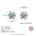 pendientes de moissanita de 0,2 CT-2CT para mujer, tornillos de plata pura S925, pendientes de diamantes certificados en laboratorio, joyería de boda 3 pendientes de moissanita de 0,2 CT-2CT para mujer, tornillos de plata pura S925, pendientes de diamantes certificados en laboratorio, joyería de boda 3