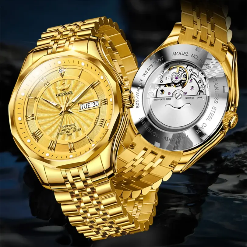 reloj mecánico automático de diamante Real para hombre, marca superior suiza, espejo de cristal de zafiro de lujo, calendario resistente al agua luminoso 2