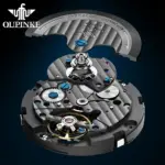 Marca reloj mecánico automático para hombre, reloj calendario con esfera grande hueca de 42mm, correa de acero de tungsteno, relojes originales para hombre 3233 4