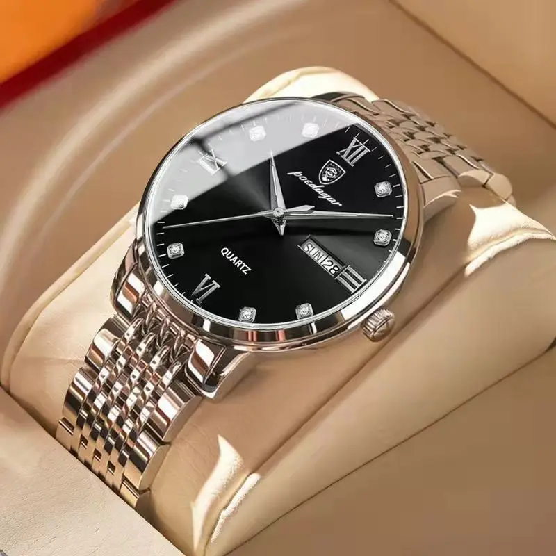 Poedagar-reloj de cuarzo para hombre, cronógrafo de lujo, de acero inoxidable, luminoso, resistente al agua, para negocios 1 Poedagar-reloj de cuarzo para hombre, cronógrafo de lujo, de acero inoxidable, luminoso, resistente al agua, para negocios 1