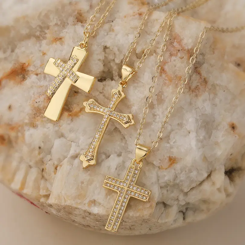 Collares con colgante de cruz de diseño minimalista y elegante para mujer, joyería para fiesta diaria 1 Collares con colgante de cruz de diseño minimalista y elegante para mujer, joyería para fiesta diaria 1