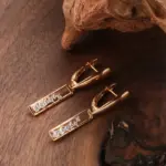 Kinel-pendientes largos de tendencia 2021, oro rosa 585, Micro incrustaciones de cera, pendientes colgantes de circón Natural para mujer, joyería Vintage 5
