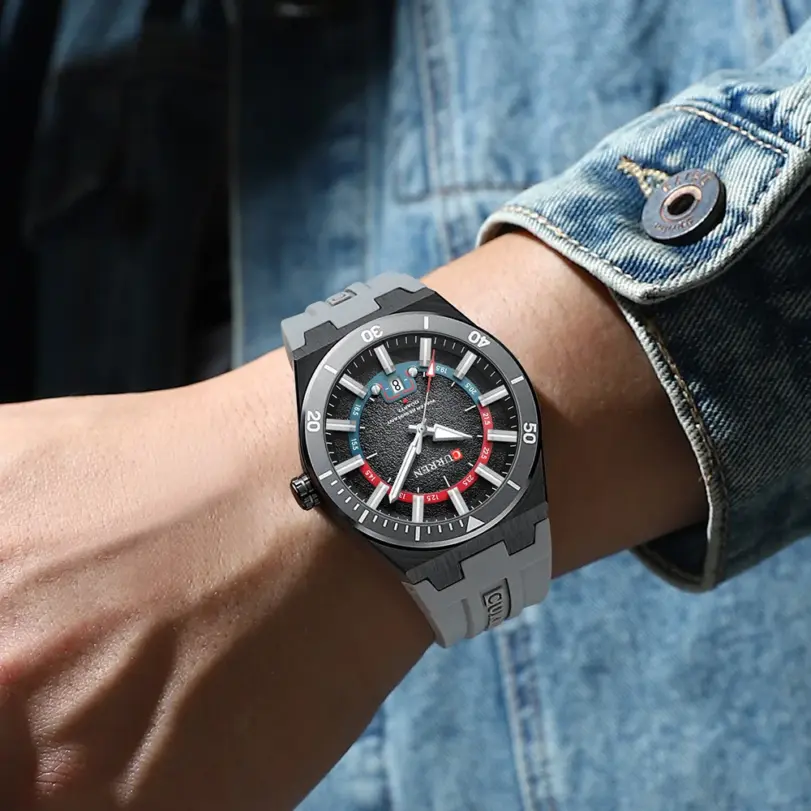 Reloj Deportivo de Cuarzo CURREN 2026 para Hombre, Resistente al Agua 3ATM, con Indicador de Fecha, Manecillas Luminosas y Correa de Silicona, Reloj de Pulsera para Hombre de Negocios 5