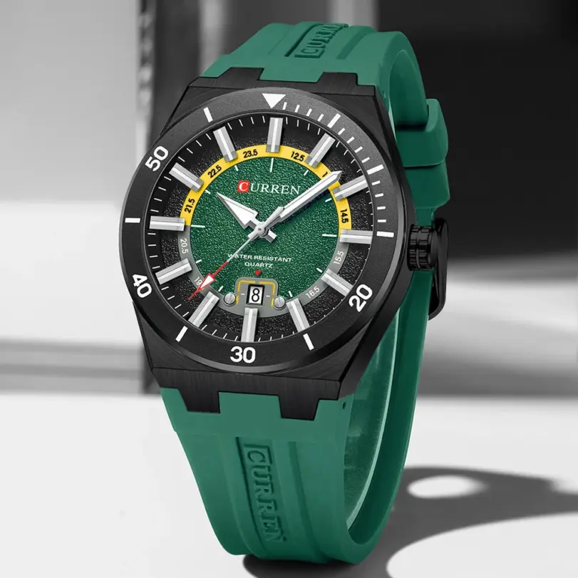Reloj Deportivo de Cuarzo CURREN 2026 para Hombre, Resistente al Agua 3ATM, con Indicador de Fecha, Manecillas Luminosas y Correa de Silicona, Reloj de Pulsera para Hombre de Negocios 2