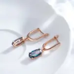 pendientes de gota de circonita Natural para mujer, aretes largos de lujo de Color oro rosa 585, joyería diaria de alta calidad 4
