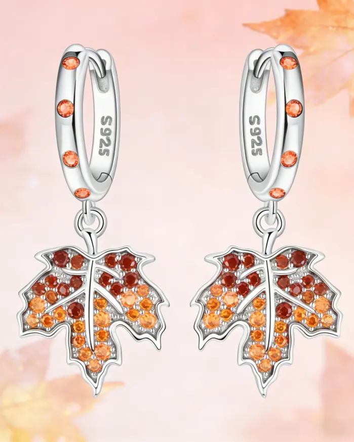 Pendientes de Plata de Ley S925 con Diseño de Iris, Flores de Cerezo y Hojas de Arce para Mujer, Uso Diario, Regalo de Cumpleaños, Joyería Fina 1