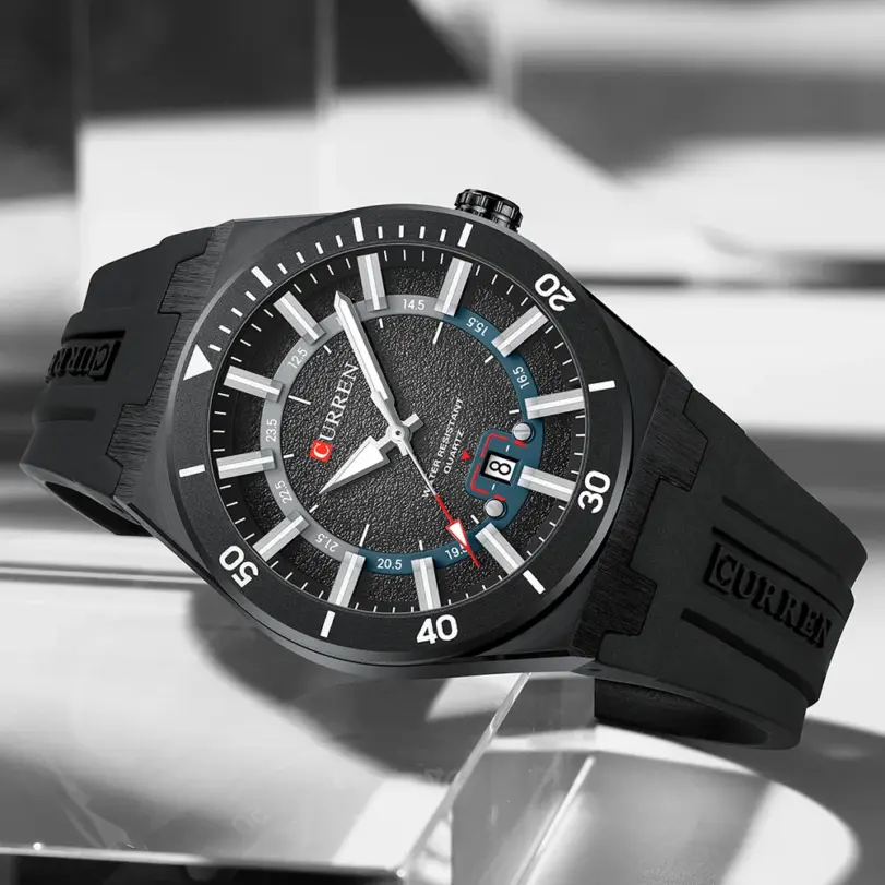 Reloj Deportivo de Cuarzo CURREN 2026 para Hombre, Resistente al Agua 3ATM, con Indicador de Fecha, Manecillas Luminosas y Correa de Silicona, Reloj de Pulsera para Hombre de Negocios 3