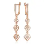 pendientes de gota geométricos huecos brillantes para mujer, Color oro rosa 585, circonita Natural brillante, joyería étnica fina diaria 6