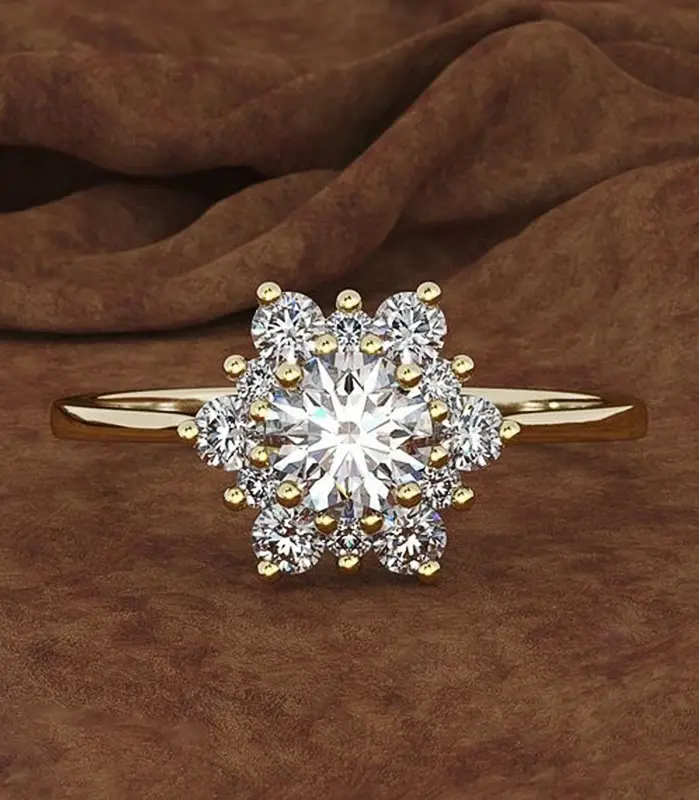 anillos deslumbrantes con forma de flor para mujer, accesorios de compromiso de boda, joyería llamativa de circón cúbico brillante, regalo para mujer 1