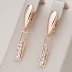 Kinel-pendientes largos de tendencia 2021, oro rosa 585, Micro incrustaciones de cera, pendientes colgantes de circón Natural para mujer, joyería Vintage 1