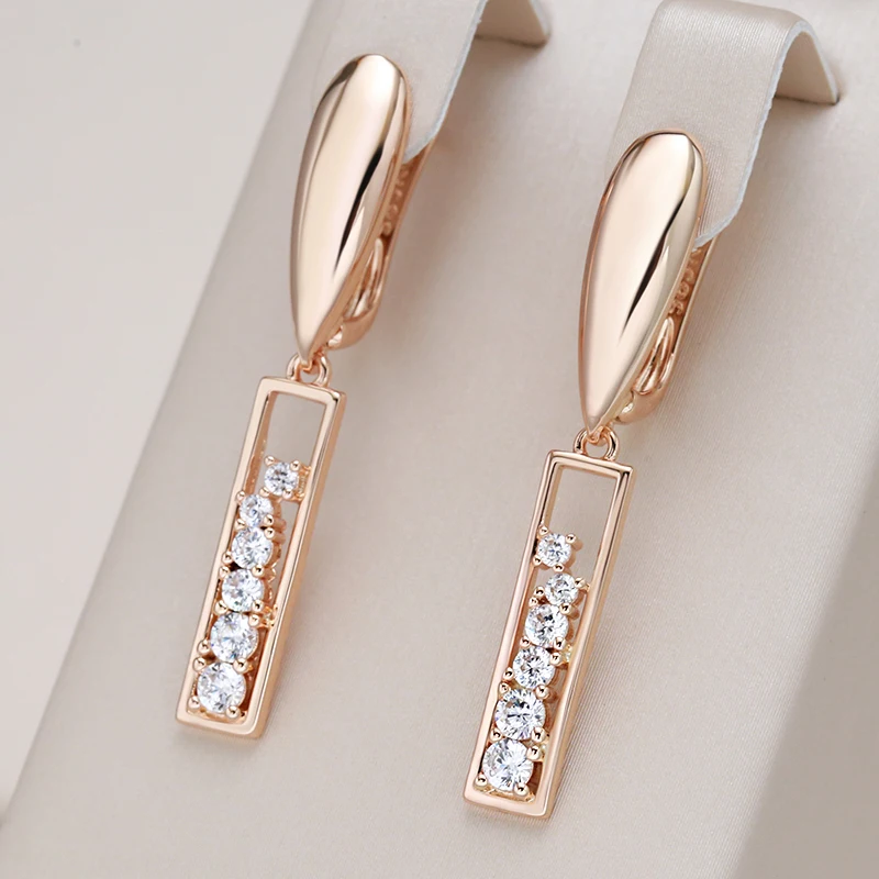 Kinel-pendientes largos de tendencia 2021, oro rosa 585, Micro incrustaciones de cera, pendientes colgantes de circón Natural para mujer, joyería Vintage 1 Kinel-pendientes largos de tendencia 2021, oro rosa 585, Micro incrustaciones de cera, pendientes colgantes de circón Natural para mujer, joyería Vintage 1