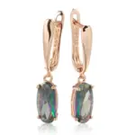 pendientes de gota de circonita Natural para mujer, aretes largos de lujo de Color oro rosa 585, joyería diaria de alta calidad 6