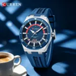 Reloj Deportivo de Cuarzo CURREN 2026 para Hombre, Resistente al Agua 3ATM, con Indicador de Fecha, Manecillas Luminosas y Correa de Silicona, Reloj de Pulsera para Hombre de Negocios 1