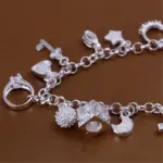 Pulseras de Plata de Ley 925, Regalo de San Valentín, Joyería de Moda, Brazaletes Bonitos para Mujer, Dijes para Boda 2