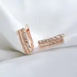 pendientes brillantes huecos creativos inusuales para mujer, moda 585, Color oro rosa, joyería étnica para novia, joyería Vintage fina diaria 3