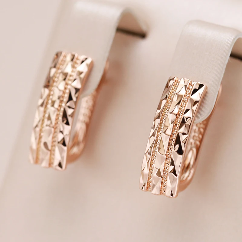pendientes brillantes huecos creativos inusuales para mujer, moda 585, Color oro rosa, joyería étnica para novia, joyería Vintage fina diaria 1 pendientes brillantes huecos creativos inusuales para mujer, moda 585, Color oro rosa, joyería étnica para novia, joyería Vintage fina diaria 1