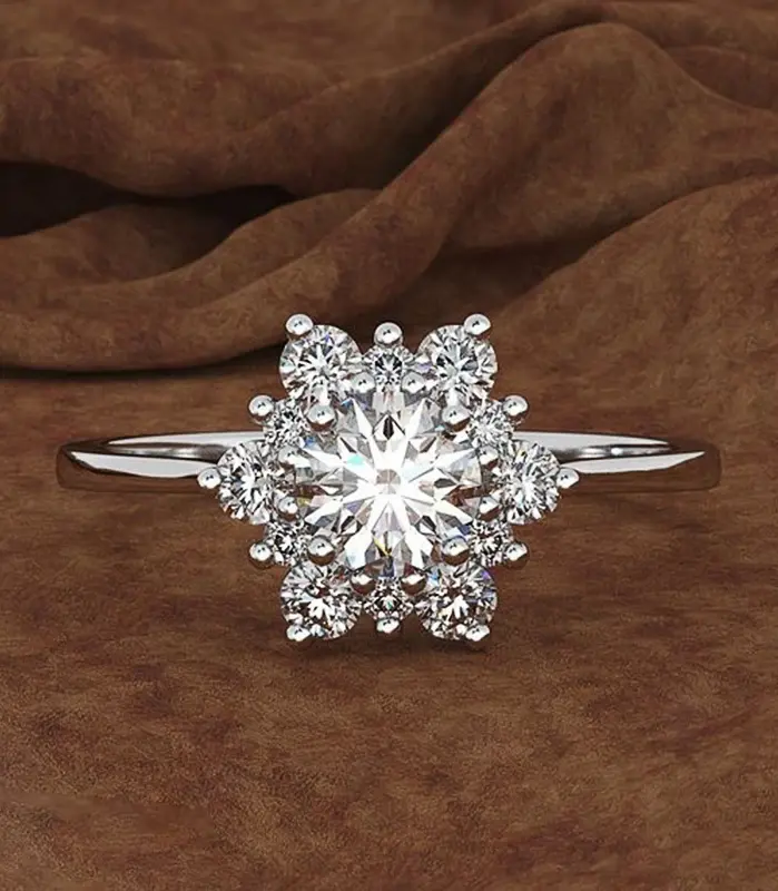 anillos deslumbrantes con forma de flor para mujer, accesorios de compromiso de boda, joyería llamativa de circón cúbico brillante, regalo para mujer 2