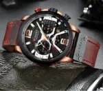 CURREN, nuevo cronógrafo deportivo informal para hombre, parte de arriba de color azul, reloj de Cuero militar de lujo, reloj calendario, reloj Masculino 2