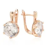 pendientes ingleses de lujo para mujer, Color oro rosa 585, sencillos, brillantes, grandes pendientes de circón Natural, joyería fina para boda nupcial 6