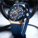 Reloj CURREN 8462 de cuarzo de lujo para hombre, correa de silicona, código de sincronización multifuncional, reloj clásico luminoso resistente al agua para hombre 4