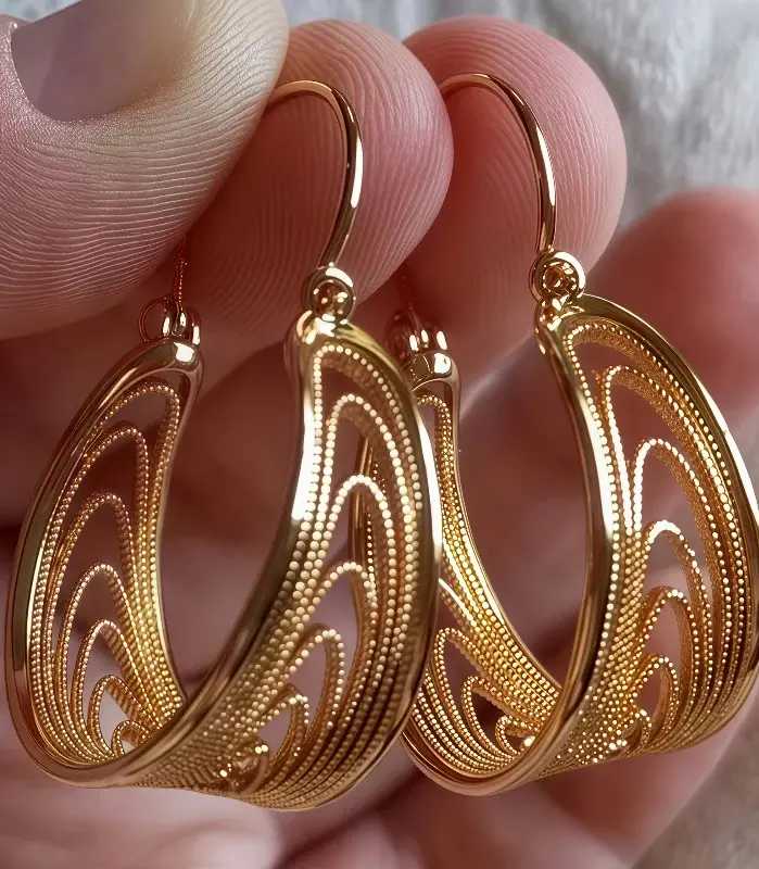 Pendientes Colgantes de Color Dorado para Mujer, con Patrón Hueco Tallado a Mano, Ideales para Fiestas y Uso Diario 1
