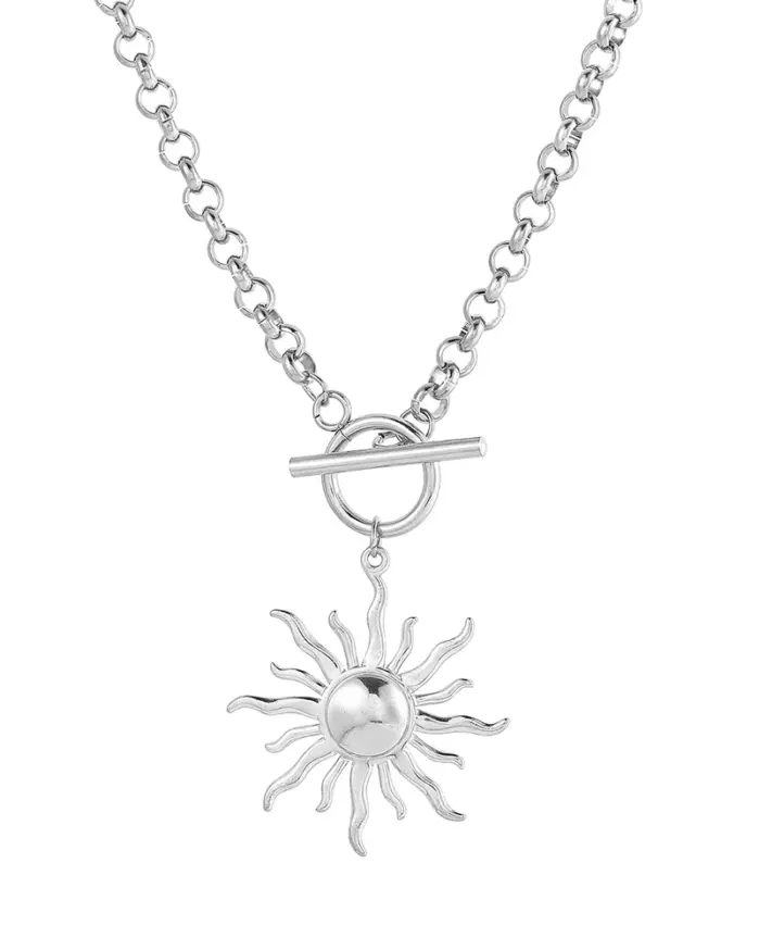 DGIDDK, nuevo collar con colgante de girasol de acero inoxidable para mujer, diseño de cierre Ot, cadena de clavícula minimalista de nicho, regalo de joyería 2