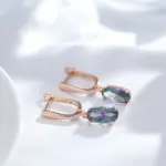 pendientes de gota de circonita Natural para mujer, aretes largos de lujo de Color oro rosa 585, joyería diaria de alta calidad 5