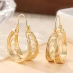 Pendientes Colgantes de Color Dorado para Mujer, con Patrón Hueco Tallado a Mano, Ideales para Fiestas y Uso Diario 4