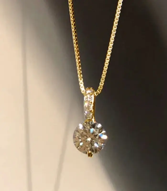 collar con colgante de eternidad con circonita cúbica redonda, accesorios simples y elegantes para mujer, joyería clásica de boda 1