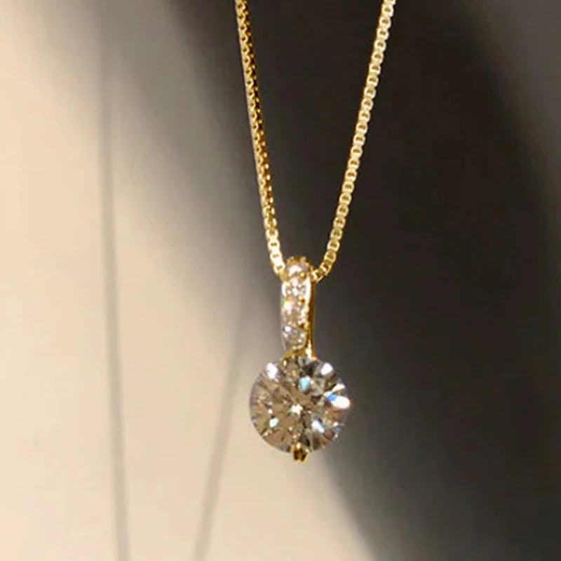 collar con colgante de eternidad con circonita cúbica redonda, accesorios simples y elegantes para mujer, joyería clásica de boda 1 collar con colgante de eternidad con circonita cúbica redonda, accesorios simples y elegantes para mujer, joyería clásica de boda 1