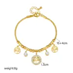 316L Acero inoxidable árbol redondo pulsera con dije de circón blanco para mujer chica nueva moda joyería que no se decolora regalo fiesta 2