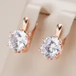 pendientes ingleses de lujo para mujer, Color oro rosa 585, sencillos, brillantes, grandes pendientes de circón Natural, joyería fina para boda nupcial 1