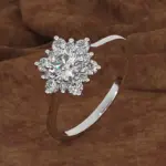 anillos deslumbrantes con forma de flor para mujer, accesorios de compromiso de boda, joyería llamativa de circón cúbico brillante, regalo para mujer 5