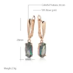 pendientes de gota de circonita Natural para mujer, aretes largos de lujo de Color oro rosa 585, joyería diaria de alta calidad 2
