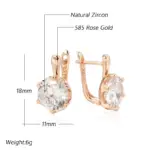 pendientes ingleses de lujo para mujer, Color oro rosa 585, sencillos, brillantes, grandes pendientes de circón Natural, joyería fina para boda nupcial 2