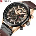 Reloj CURREN para hombre, cronógrafo deportivo de marca de lujo, relojes de pulsera militares de cuero genuino resistentes al agua, reloj para hombre, reloj Masculino 1