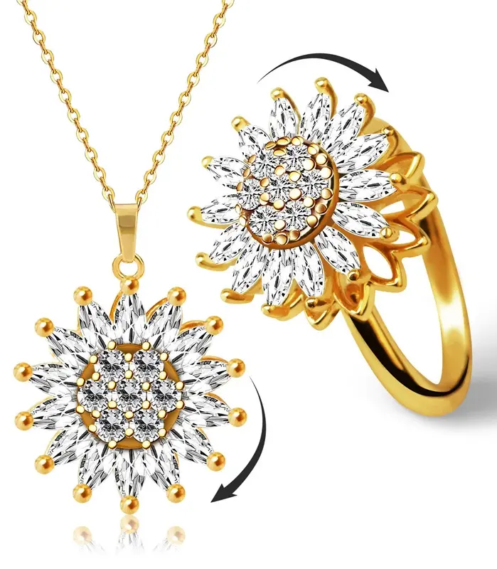 Collar de acero de titanio de moda con colgante de Margarita giratoria, accesorios de joyería para mujer 1