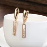 Kinel-pendientes largos de tendencia 2021, oro rosa 585, Micro incrustaciones de cera, pendientes colgantes de circón Natural para mujer, joyería Vintage 3