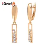 Kinel-pendientes largos de tendencia 2021, oro rosa 585, Micro incrustaciones de cera, pendientes colgantes de circón Natural para mujer, joyería Vintage 6