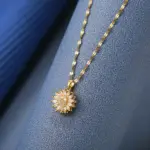 Collar de acero de titanio de moda con colgante de Margarita giratoria, accesorios de joyería para mujer 3