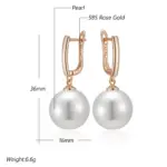 Hot Simple 10mm 12mm 16mm pendientes colgantes de perlas para mujer de lujo 585 Color oro rosa pendientes diarios para novia joyería de boda 2