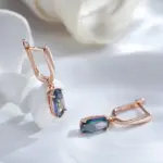 pendientes de gota de circonita Natural para mujer, aretes largos de lujo de Color oro rosa 585, joyería diaria de alta calidad 3