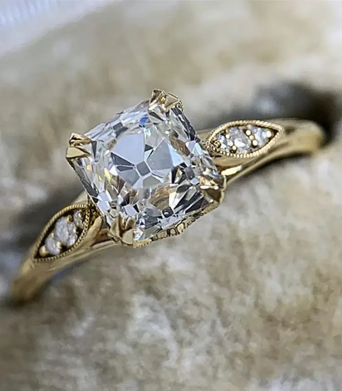 anillos de boda de circonita cúbica cuadrada para mujer, sortija de compromiso de princesa de lujo, banda de Color dorado, joyería de moda 1