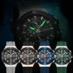 Reloj CURREN 8462 de cuarzo de lujo para hombre, correa de silicona, código de sincronización multifuncional, reloj clásico luminoso resistente al agua para hombre 2