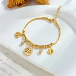 316L Acero inoxidable árbol redondo pulsera con dije de circón blanco para mujer chica nueva moda joyería que no se decolora regalo fiesta 4