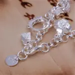 Pulseras de Plata de Ley 925, Regalo de San Valentín, Joyería de Moda, Brazaletes Bonitos para Mujer, Dijes para Boda 3