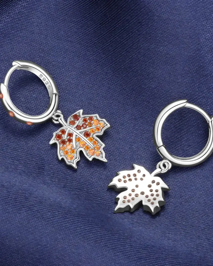 Pendientes de Plata de Ley S925 con Diseño de Iris, Flores de Cerezo y Hojas de Arce para Mujer, Uso Diario, Regalo de Cumpleaños, Joyería Fina 2