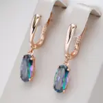 pendientes de gota de circonita Natural para mujer, aretes largos de lujo de Color oro rosa 585, joyería diaria de alta calidad 1