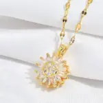 Collar de acero de titanio de moda con colgante de Margarita giratoria, accesorios de joyería para mujer 5