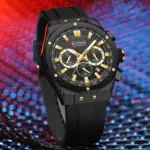 Reloj de pulsera CURREN para hombre, cronómetro deportivo resistente al agua de lujo a la moda, relojes de cuarzo, reloj de pulsera de negocios para hombre con correa de silicona 1